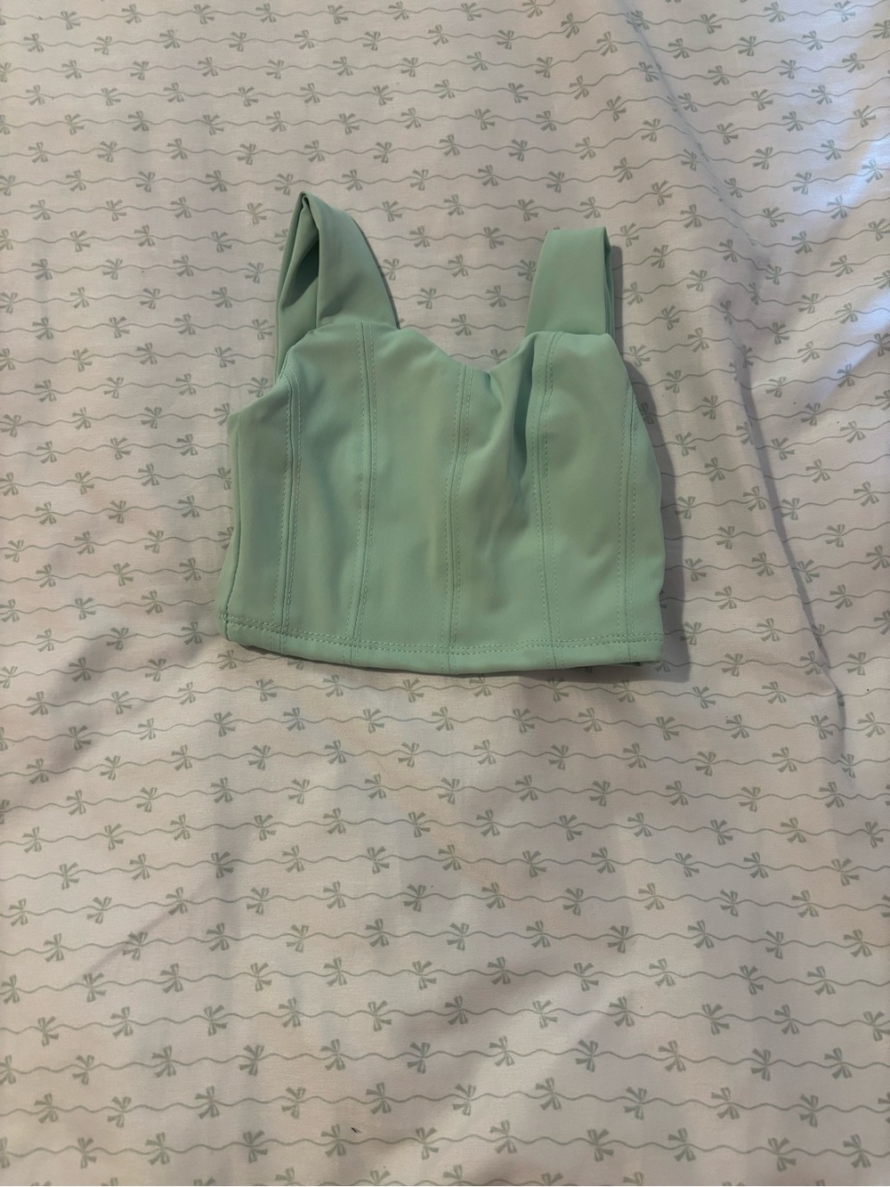 Girls' Mint Green Structured Crop Top with Wide Straps Tiger Friday